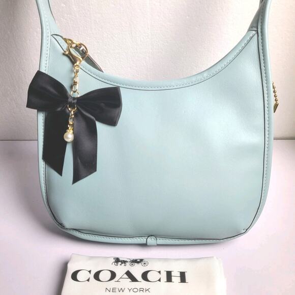 NWT Coach Curve Zip (Ergo) Shoulder Bag Glovetanned Leather CAF11 Aqua Teal BLUE - Picture 2 of 4